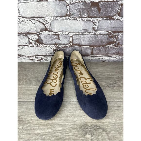 Sam Edelman Frances Blue Suede Leather Slip On Scalloped Flats Women Sz 9M US/39 - Picture 12 of 16
